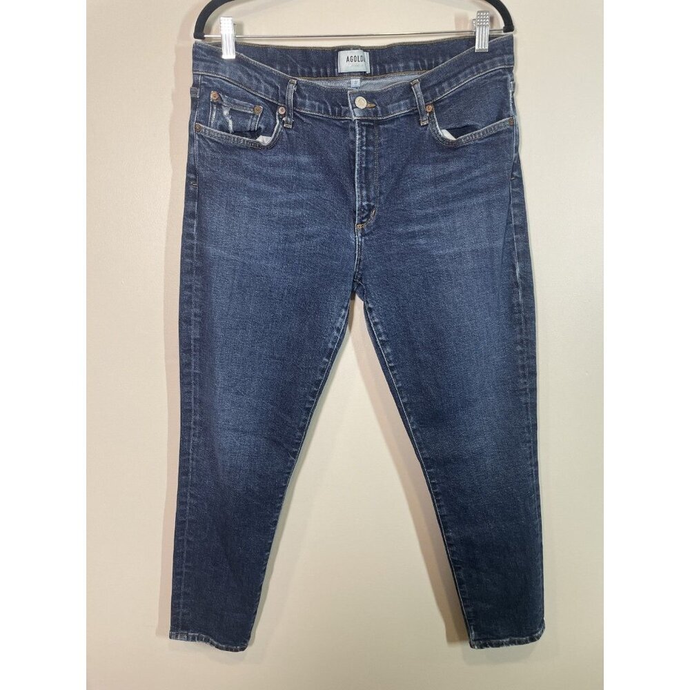 AGOLDE Sophie High Rise Crop Jeans Size 32 Women's Blue Denim‎ Medium Wash
